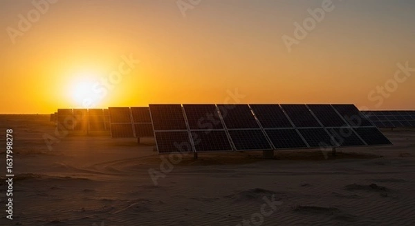 Obraz solar panels at sunset