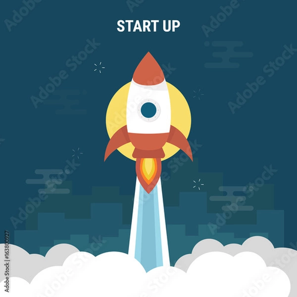 Fototapeta rocket launch business startup background