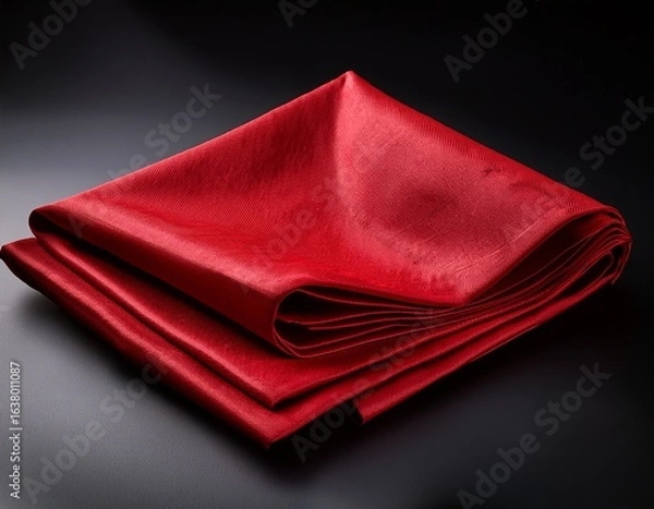 Obraz close up of a folded red napkin on a plain black background