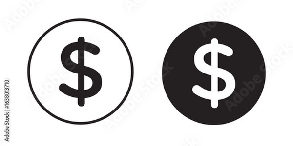Fototapeta Dollar symbol icon. Dollar sign vector silhouette isolated on white background. Dollar sign icon illustration design.