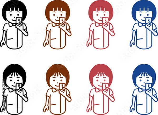 Fototapeta スマホを見る女性看護師のアイコン