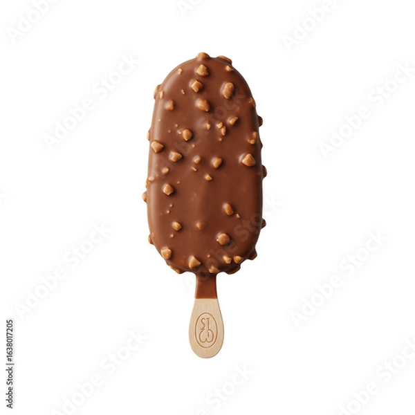 Fototapeta Chocolate ice cream bar covered in crunchy nuts isolated on transparent background