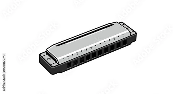 Obraz Vector Harmonica Illustration Isolated