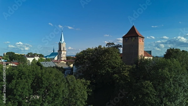 Obraz Castle Tower and Church in Oświęcim, Poland