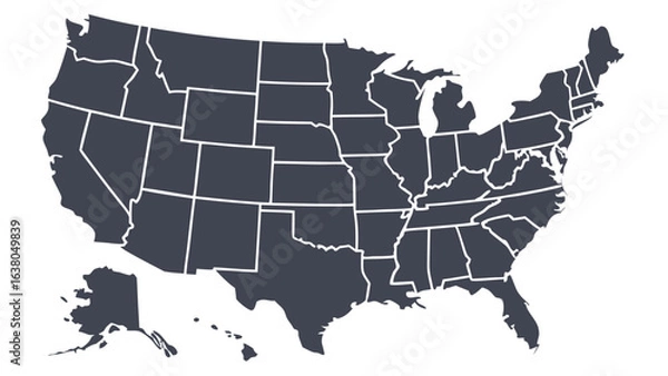 Obraz Simplified Vector Illustration of the United States of America Map.