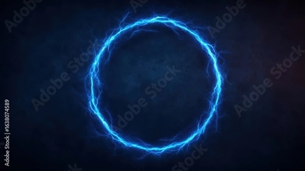 Fototapeta A glowing blue electric circle against a dark background, evoking a sense of energy and power.