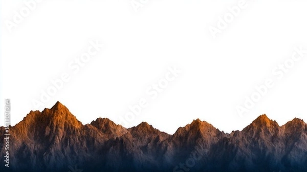 Fototapeta A horizontal mountain range against a white background.