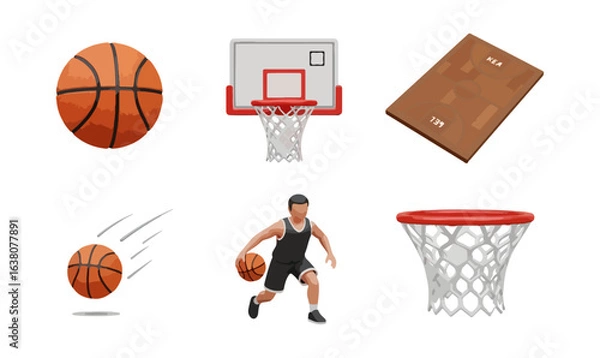 Obraz Basketball game elements graphic illustration