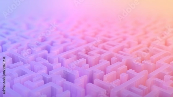 Fototapeta Multi-layered maze design with soft pastel shades.