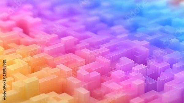 Fototapeta Abstract geometric shapes in vibrant, pastel colors.