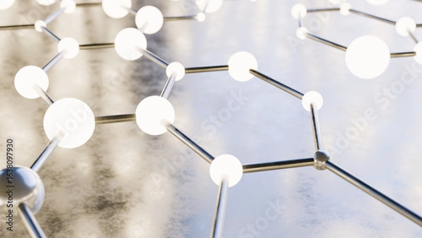 Obraz Glowing 3D Digital Connected Data Nodes 