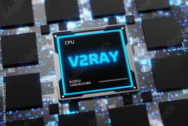 Fototapeta Concept of bypassing censorship on Internet. Replacement of VPN for accessing Internet. V2Ray tool is responsible for implementing network protocols and functions. Freedom on the Internet. 3d render