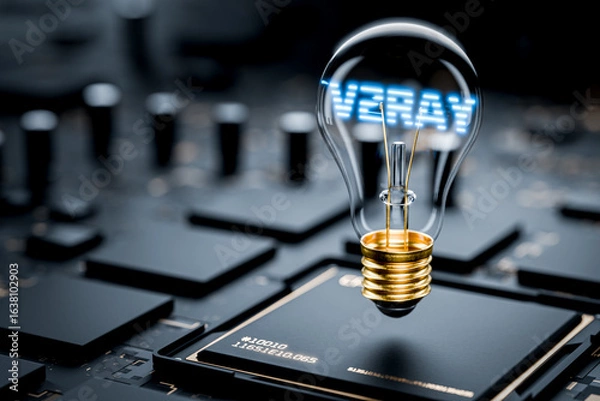 Fototapeta V2ray inscription in a light bulb. Replacement of VPN for accessing the Internet. The V2Ray tool is responsible for implementing network protocols and functions. Freedom on the Internet.