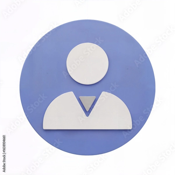 Fototapeta Minimalist Embossed User Profile Icon on Blue Background
