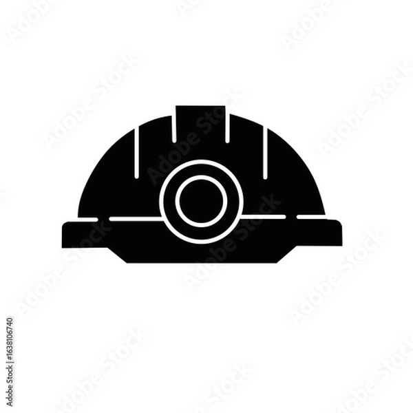 Obraz Black Silhouette of Safety Helmet Icon in Minimalist Style