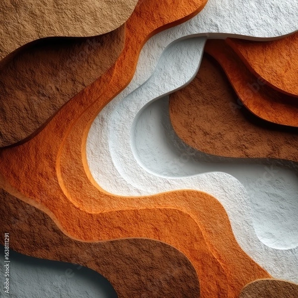 Obraz Abstract Layered Paper Background with Organic Waves