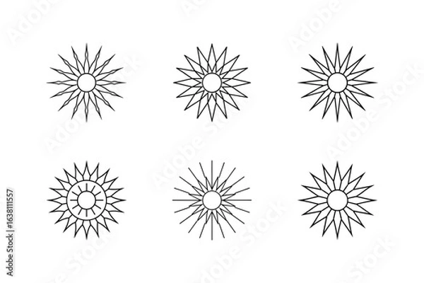Fototapeta sun mandala with radiating light patterns vector art illustration