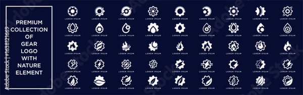 Obraz Premium collection gear logo with nature element bundle set