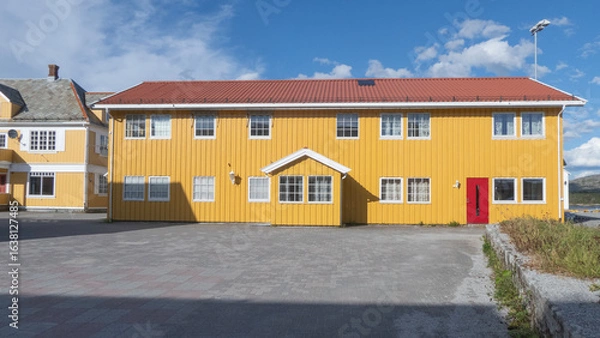 Fototapeta Walking along the streets of Rorvik (Rørvik) town