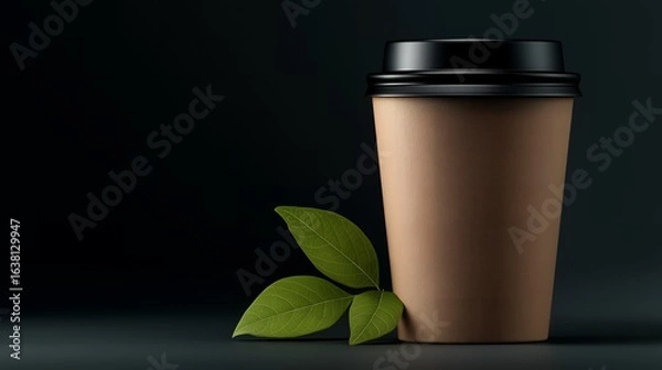 Obraz Minimalist Brown Paper Coffee Cup on White Surface