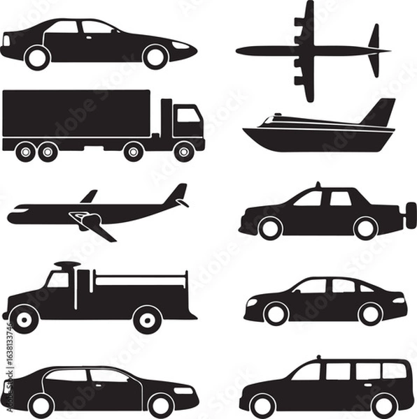 Fototapeta Diverse Vehicle and Transportation Icons