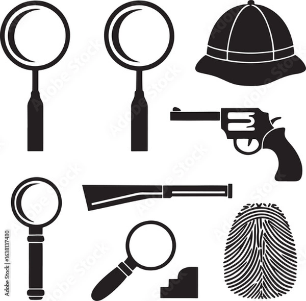 Fototapeta Crime Investigation Vector Icon Collection