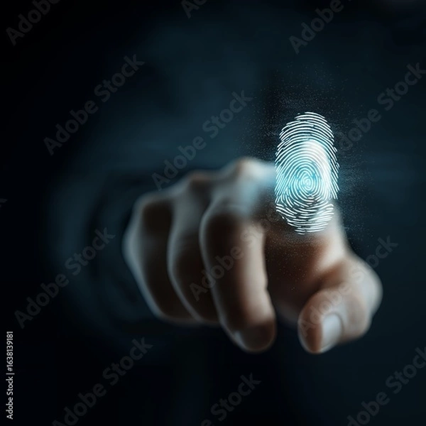 Obraz Human Thumb Pressing Virtual Interface Button