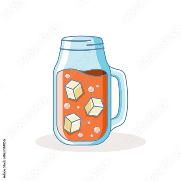 Fototapeta Vector illustration of a glass of sweet, refreshing iced tea designed in a cartoon flat style, isolated on a white background. Perfect for drinking during the summer.