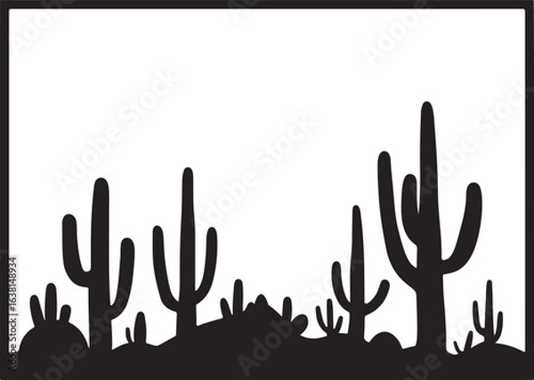 Fototapeta Wild Desert Cactus Scene Set