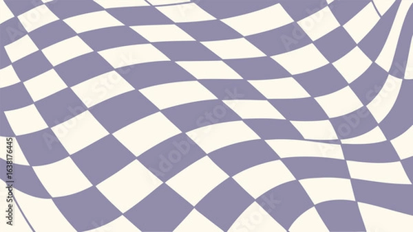 Fototapeta Wavy checkered background with distorted squares, creating a trendy and psychedelic pattern for modern designs and retro aesthetics