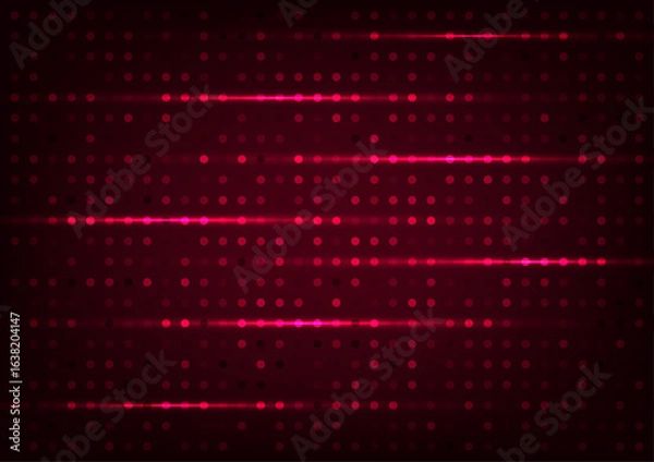 Fototapeta Red dot pattern tech light line background