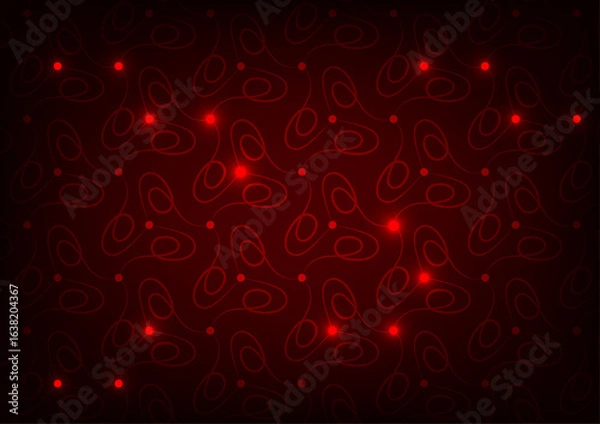 Fototapeta Red random tech line swirl art background