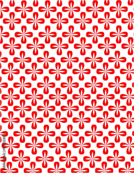Obraz seamless vector pattern with red flowers white svg