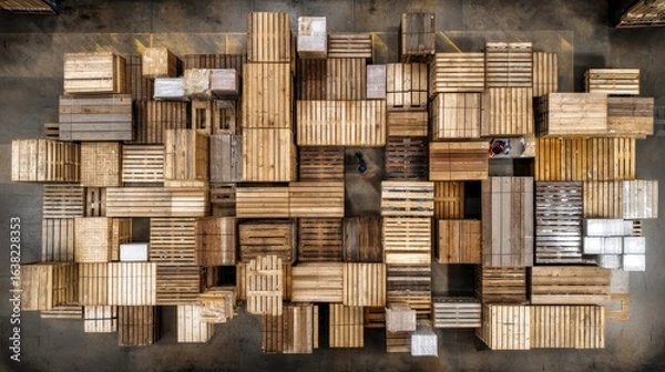 Obraz Topdown view of dynamic pallet arrangement pattern