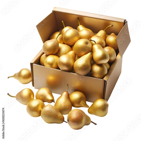 Fototapeta A Bountiful Box of Golden Pears