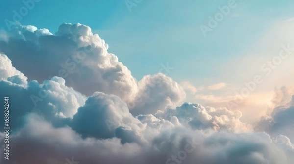 Fototapeta Dreamy Airy Sky with Soft Focus Clouds in Serene Color Palette
