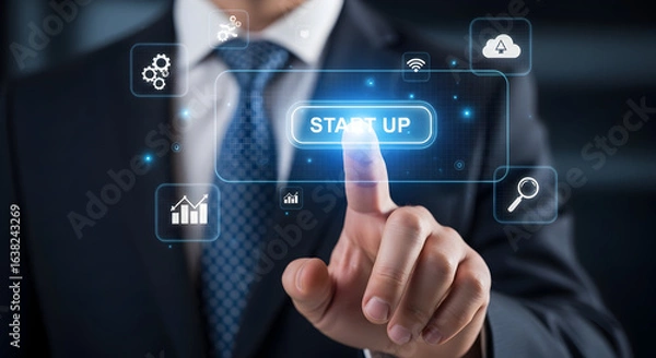 Fototapeta Launch your dream start up and achieve business success with innovative technology solutions today