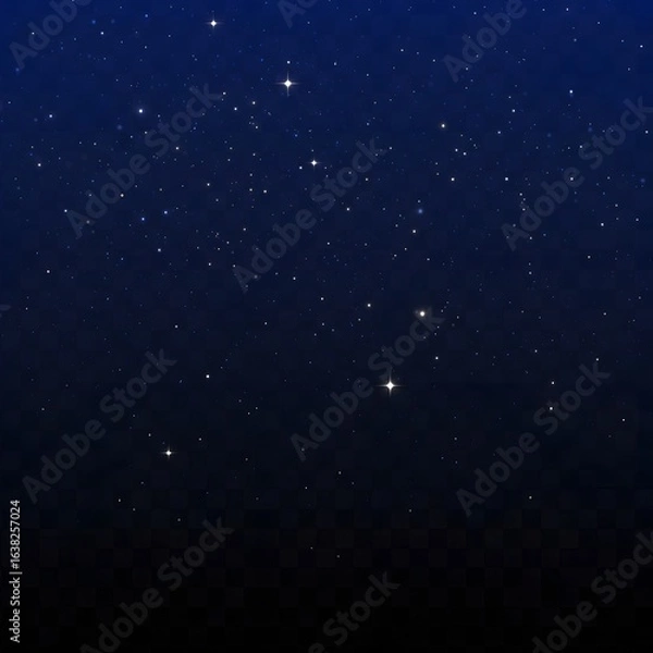 Obraz Luminous cumulus clouds floating in a dark deep navy blue night sky. A serene and majestic painted skyscape illustration with copy space.