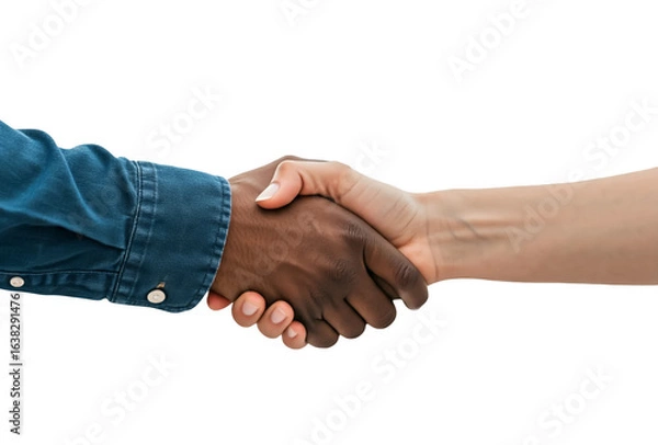 Obraz shaking hand on white isolated background.