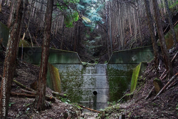 Obraz 山中に築かれた砂防堰堤