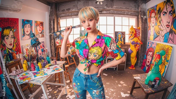 Fototapeta 創作中の若いアーティスト