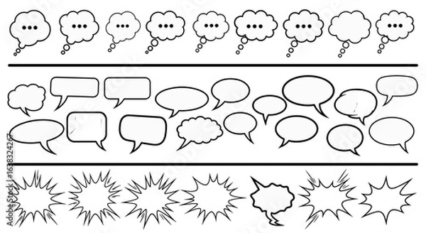 Fototapeta Set of chat speech bubble templates. Modern vector flat illustration.