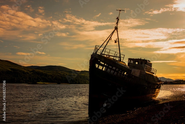 Obraz ship at sunset