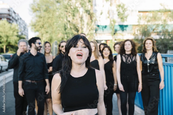 Obraz Group of persons in the street happy