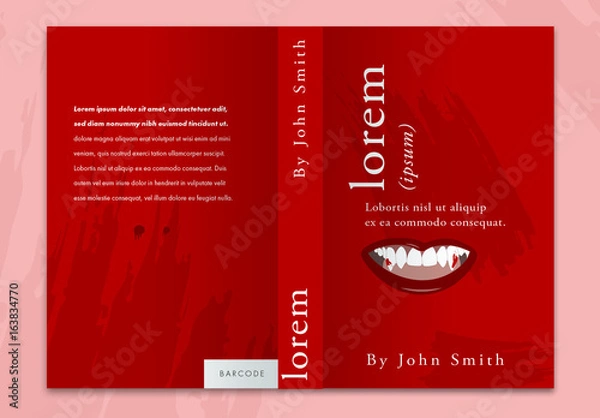 Fototapeta Red Book Cover Layout with Vampire Illustration