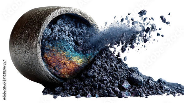 Fototapeta Chemical Exploration: A macro shot reveals a bowl of vibrant chemical substances, with elements mixing to create a dynamic explosion of colors.