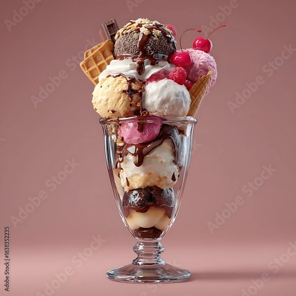 Fototapeta Ice Cream Sundae with Toppings	