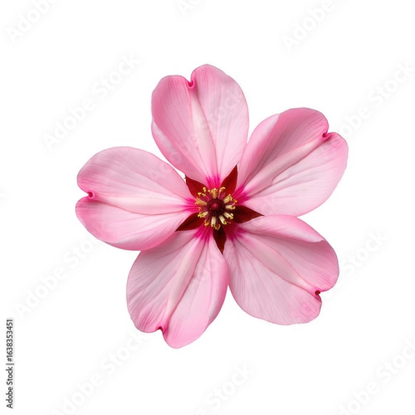 Obraz Delicate pink cosmos flower with red center isolated on a transparent background