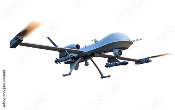 Fototapeta Automatic drone missile isolated on white background, png