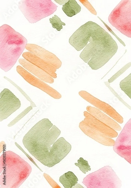 Fototapeta Abstract Watercolor Pattern Design - Elegant, soft, pastel, geometric, and artistic watercolor design. Symbolizing serenity, creativity, modernity, nature, and balance